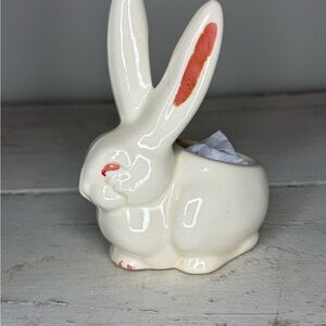 Vintage Small Ceramic Big Ear Adorable White Bunny Planter, Kitschy, Cottagecore